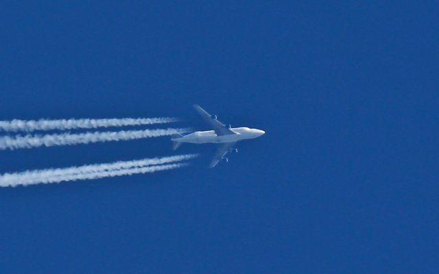 N718BA — - GTI-4322 dreamlifter 747-4h6(lcf) n718ba 37,000ft over ennis ireland 15/4/14.