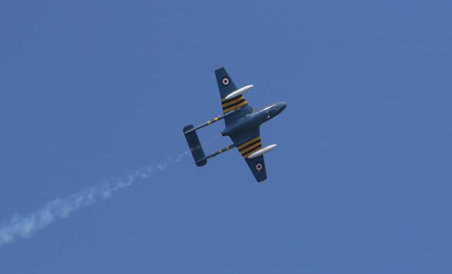 F+W EMMEN Vampire (N593RH) - Vampire de Havilland DH-115 performing at the AirFest Airshow at Georgetown-Scott Co. Regional Airport July 2018.