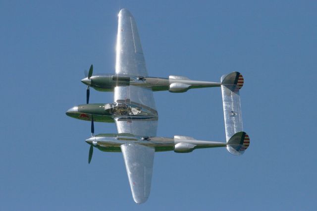 Lockheed P-38 Lightning (N25Y) - Lockheed P-38L Lightning (N25Y) , La Ferté-Alais Airfield (LFFQ) Air Show (Le Temps Des Hélices)