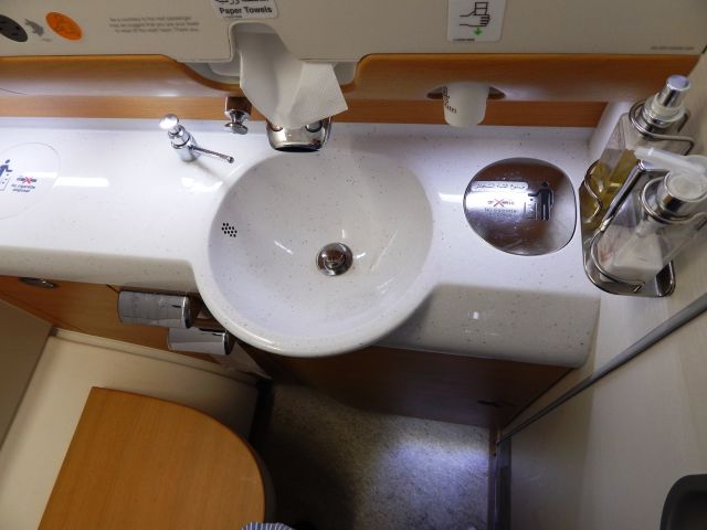 Airbus A380-800 (A6-EEL) - Economy class wash room, enroute AKL-MEL Oct 2014.  