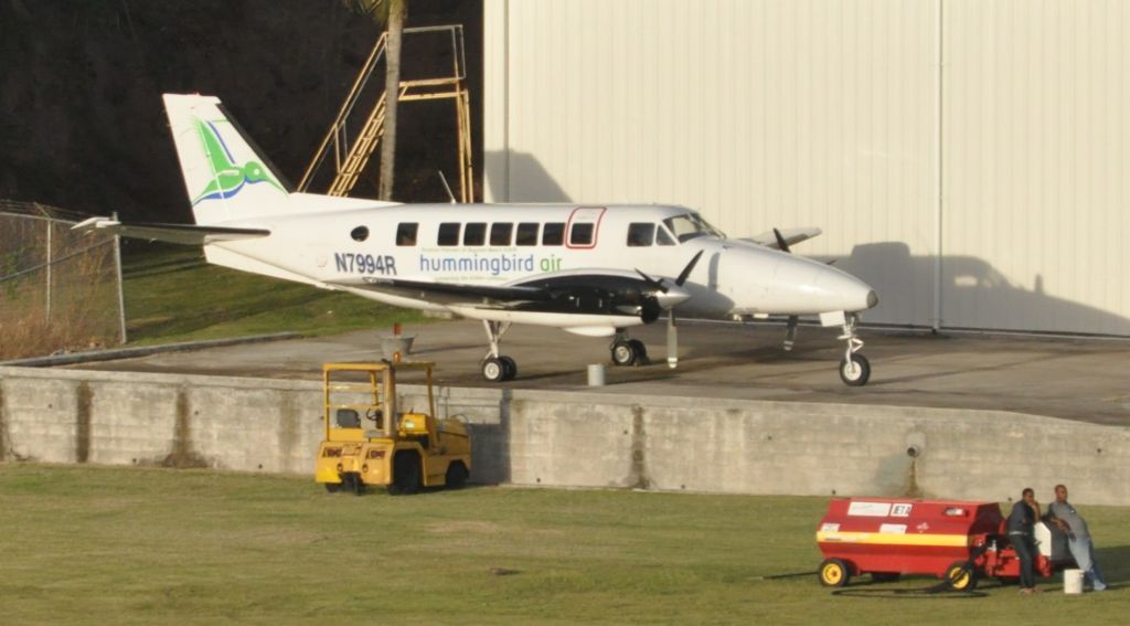 Beechcraft Airliner (N7994R) - Taken from a cruise ship as we passed SLA