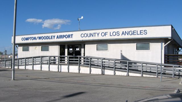 — — - The terminal at Compton/Woodley Airport