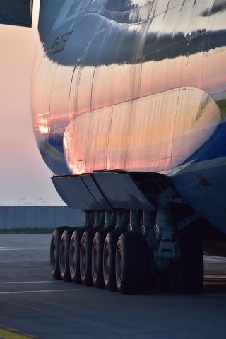 Antonov Antheus (UR-80202) - Antonov 225 at sunrise of Thursday 12 May 2016 prior to departure for Turkmenbashi, Hyderabad, Kuala Lumpur and, eventually, Perth with a power plant generator from Pilsen