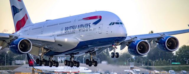 Airbus A380-800 (G-XLEI) - British Airways Airbus A380 G-XLEI arriving at YVR runway 26R