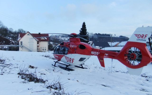 Eurocopter EC-635 (D-HYYY) - on hotel Amselhof - EC-H135 rescue helicopter (DRF)