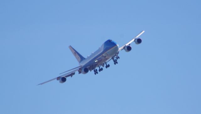 Boeing 747-200 (92-9000) - MAGNOLIA, DELAWARE, USA-MARCH 19, 2025: A United States Air Force jet, registration number 29000, is seen at approximately 1152 hours flying over Magnolia, DE, about five miles south of Dover Air Force Base, shortly after taking off. This plane, which has the Presidential Seal on it, is often used as Air Force One when the President is on board. Today it could be seen, for about 90 minutes or so, practicing takeoffs and landings at nearby Dover Air Force Base.