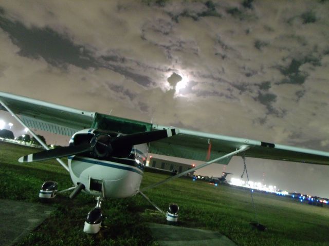 Cessna Skyhawk (N96100) - A full moon hides behind the clouds, yet still illuminates the night. br /br /[Image © Learn To Pilot .COM™]