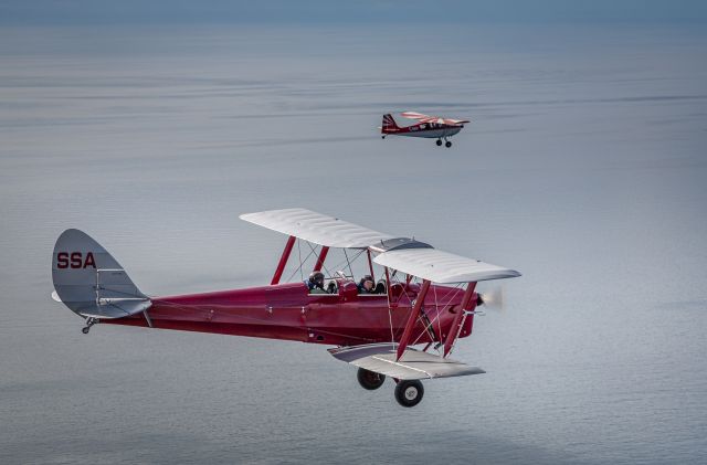 OGMA Tiger Moth (ZK-SSA) - Over Cook Strait between NZ's South and North Islands.