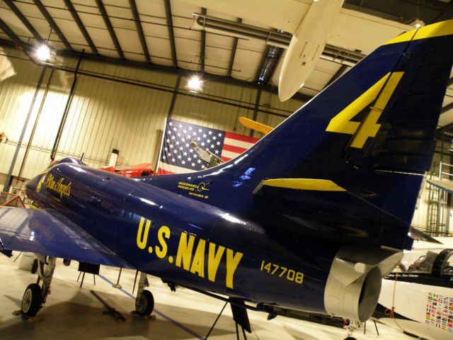 SINGAPORE TA-4 Super Skyhawk (BN147708) - An A-4L in Blue Angels livery stands at a href=http://www.aviationky.org/The Aviation Museum of Kentucky/a at Blue Grass Airport (KLEX).  This aircraft was not a Blue Angel but is painted to honor Kentucky Native Lt. Cdr Mike Nord who flew with the Blues.