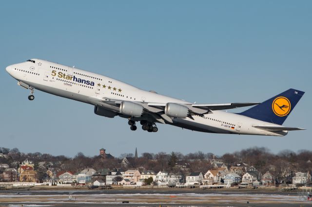 BOEING 747-8 (D-ABYM) - 5Starhansa departs in the fading winter light.