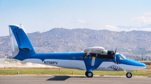 De Havilland Canada Twin Otter (N708PV) - Jump plane N708PV on take-off roll at Skydive Perris 