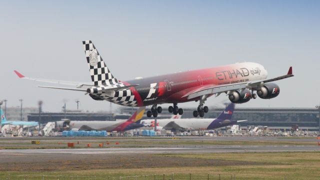 Airbus A340-600 (A6-EHJ) - “Abu Dhabi Grand Prix livery”br /Etihad Airways / Airbus A340-642Xbr /Apr.09.2016 Narita International Airport [NRT/RJAA] JAPAN