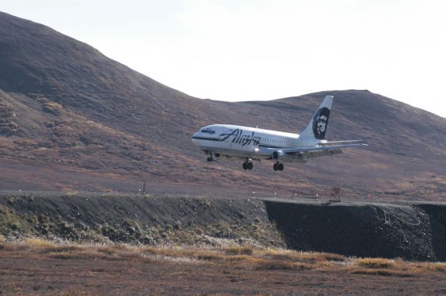 Boeing 737-200 — - gravel strip at Red Dog Mine  Sept. 2004 