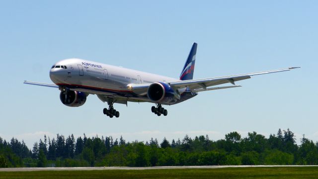 BOEING 777-300 (VP-BHA) - BOE347 on final to Rwy 34L to complete a ferry flight from KPDX on 5.22.18. (ln 1560 / cn 65307). The aircraft was returning to KPAE after being painted.