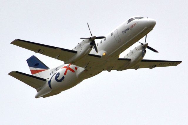 Saab 340 (VH-YRX) - Getting airborne off runway 23. Friday 5th October 2012.