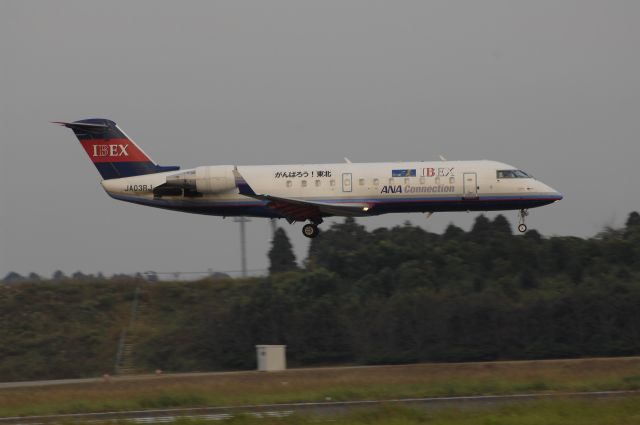 Canadair Regional Jet CRJ-200 (JA03RJ) - Landing at NRT Airport Runway 16L on 2011/10/8 Gannbarou! Thohoku Titel