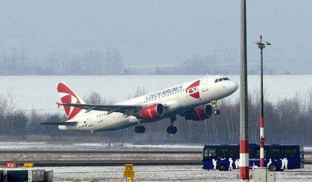 Airbus A320 (OK-GEA) - Taken while standing at the window at gate D1, Prague Airport (PRG), on January 29, 2012. 12:05 departure for Paris (CDG).