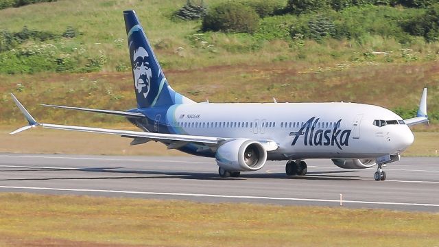 Boeing 737 MAX 8 (N805AK) - Alaska Airlines ASA/AS194 to Anchorage PANC/ANC. At the time of capture, this MAX8 had been in commercial service for 3 days, and was the first ever MAX flight to ADQ.br /Reg: N805AKbr /MSN: 67805br /Type: Boeing 737-MAX8--B38M--7M8br /Photo date: 7-22-24br /Upload date: 12-9-24