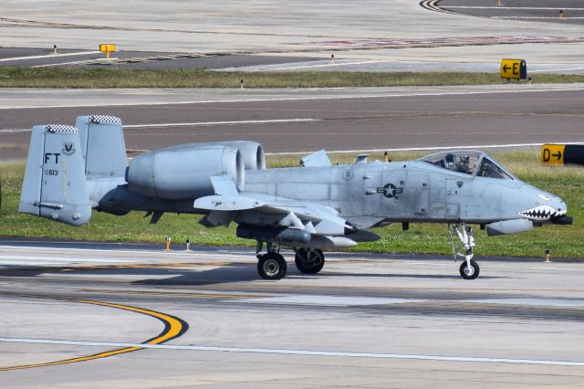 Fairchild-Republic Thunderbolt 2 (78-0613) - United States Air Force (78-0613)br /Unit: 74th Fighter Wing "Flying Tigers"br /A/c Type: A-10 Thunderbolt II / Warthogbr /br /Arriving 19L at KTPA after NFL fly-over at RayJay Stadium