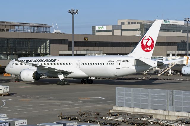 JA864J — - Positioned at Gate No. 71 of NAA’s Terminal 2 in the morning.