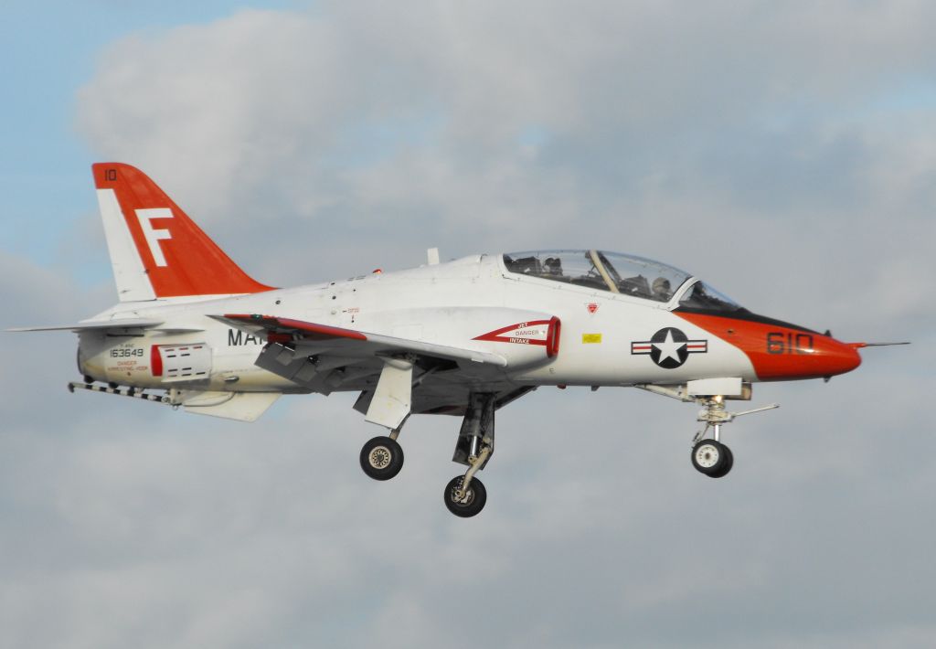 Boeing Goshawk (16-3649) - USMC T-45C over the numbers for RWY 18