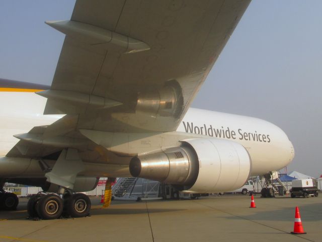 Airbus A300F4-600 — - Under the wing of the UPS Airbus A300-600F you can get a clear view of the landing gear, the engine and the flaps!