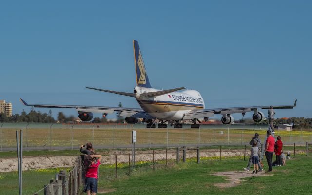 Boeing 747-400 (9V-SFP) - Singapore Airlines Cargo makes a rare movement from Adelaide. SQC7293 to Kuala Lumpur, then Singapore Changi.