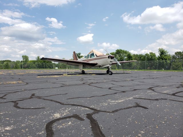 Beechcraft Bonanza (36) (N1995A) - Aircraft was damaged in storm in early 2017, been on tie-downs ever since.