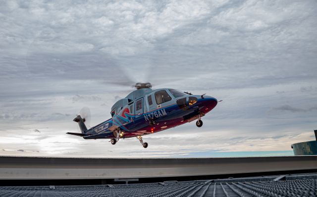 Sikorsky S-76 (N176AM) - AeroMed 1 (N176AM) about to touch down at Spectrum Health Butterworth Helistop