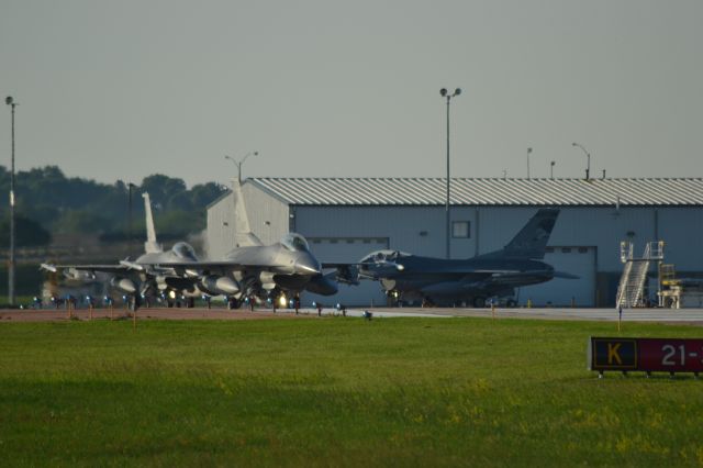 Lockheed F-16 Fighting Falcon — - 114th FW F-16s awaiting launch for their morning sortie from KFSD - 6-9-2012