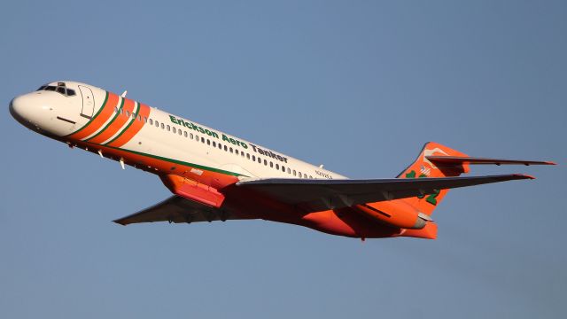 McDonnell Douglas MD-87 (N292EA) - Tanker 102 with her ear blasting roar departs off to the Sargents Fire