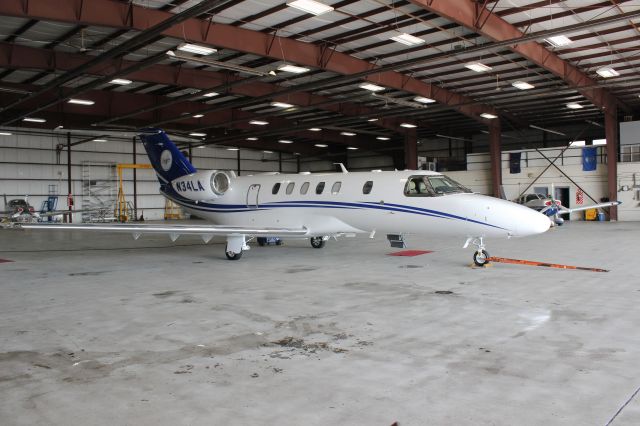 Cessna Citation CJ4 (N34LA) - In the Gary Jet Center hanger at Gary Regional Airport.