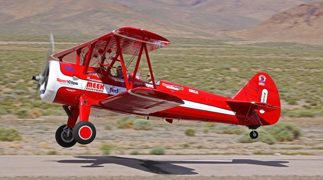 Boeing PT-17 Kaydet (N58986) - The Ageless Aviation Dream Foundation's Boeing E-75 Stearman (N58986) is off Runway 15 at Fernley's Tiger Field to give a thrilling flight experience to a senior military veteran. AADF provides flights to senior vets across the country absolutely free of charge.