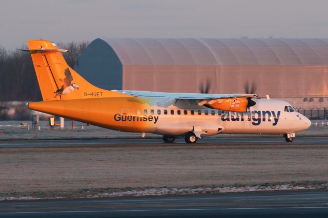 ALENIA Surveyor (ATR-42-500) (G-HUET) - Flying puffin AUR670 arriving from Guernsey