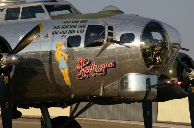 Boeing B-17 Flying Fortress (N9323Z) - B-17 "Sentimental Journey" at Boise last year.  The sun was just right to make the beautiful bird even more beautiful.