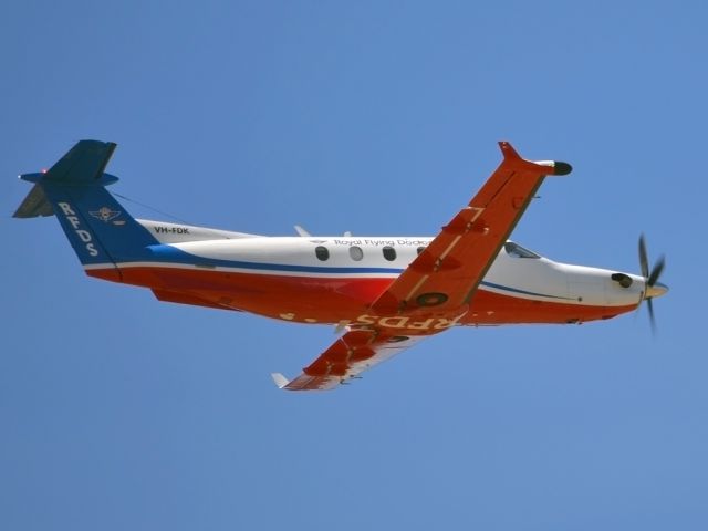 VH-FDK — - Royal Flying Doctor Service Pilatus getting airborne off runway 23 nd on its way to serve the people of the outback. Wednesday 4th January 2012.