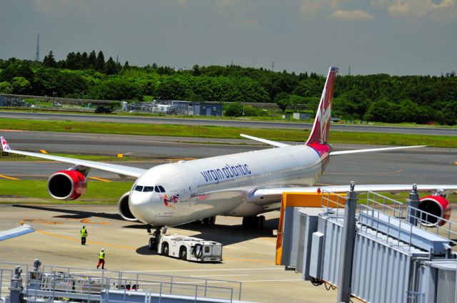 Airbus A340-600 (G-VSSH) - 2014 - Leaving the Gate for one of the last times! Politics, and we lost the best Tokyo to London connection! br /Boo for Sir Richard Branson, this time!!!!! 