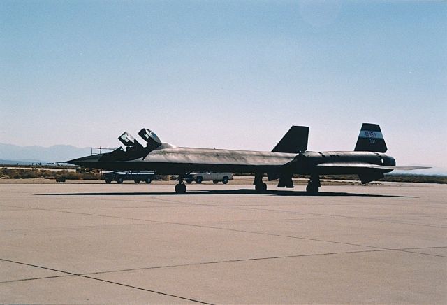 Lockheed Blackbird (NASA831) - NASA SR-71 taxing by the crowd line and doing a flying routine at the USAF Edwards AFB Open House and Air Show 10-18-1997