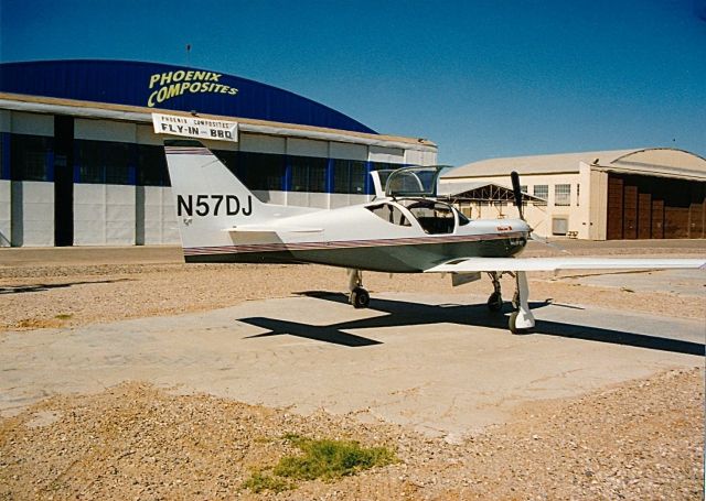 Experimental 100kts-200kts (N57DJ) - Turbo Prop Jet Home built at a Fly In BBQ before the Copperstate Fly In and Air Show