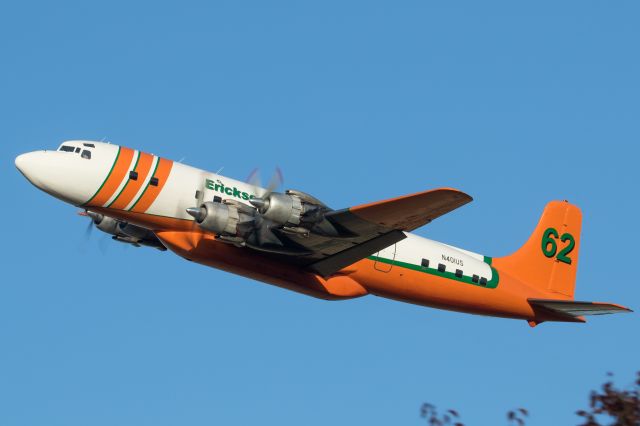 Douglas DC-7 (N401US) - Departing for the Redwood Highway Fire in Selma, OR.