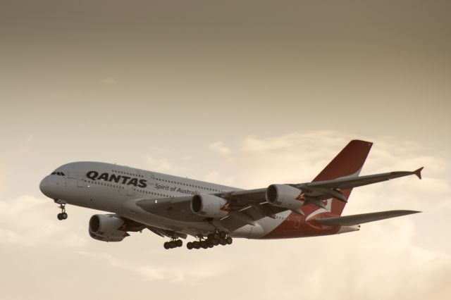 Airbus A380-800 — - Qantas A380 landing and LAX