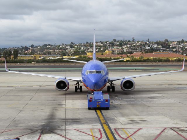 BOEING 737-300 (N651SW) - Being push-backed for its next flight. June 2016