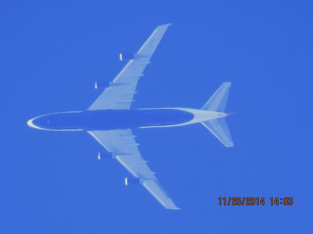 Boeing 747-400 (G-CIVD) - British Airways flight 31F from London to DFW over Baxter Springs Kansas (78KS) at 38,000 feet.