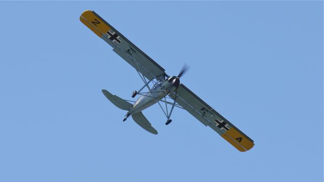 FIESELER Storch (N436FS) - Flying Heritage Collections FIESELER FI 156 C-2 STORCH (Ser#4362) flies low and slow as it was designed to do on fly day, 8/11/12.