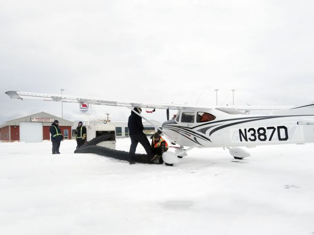 Cessna Skylane (N387D) - Left wheel is frozen up. Ferry flight from the US to the UK. December 2015.