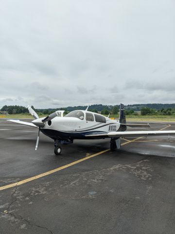 Mooney M-20 Turbo (N163DL) - Aircraft at the fuel pumps.