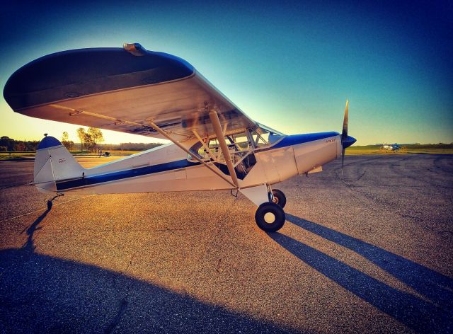 Piper PA-12 Super Cruiser (N61465) - After a flight at dawn on a clear spring day in 2016.