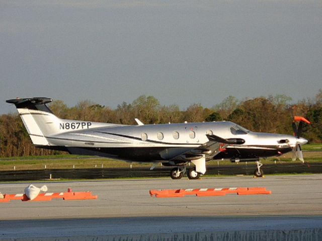 Pilatus PC-12 (N867PP) - Nice looking Pilatus PC12-47 parked on the Ramp in the Morning Sun at Grand Strand Airport (KCRE) in North Myrtle Beach, SC.