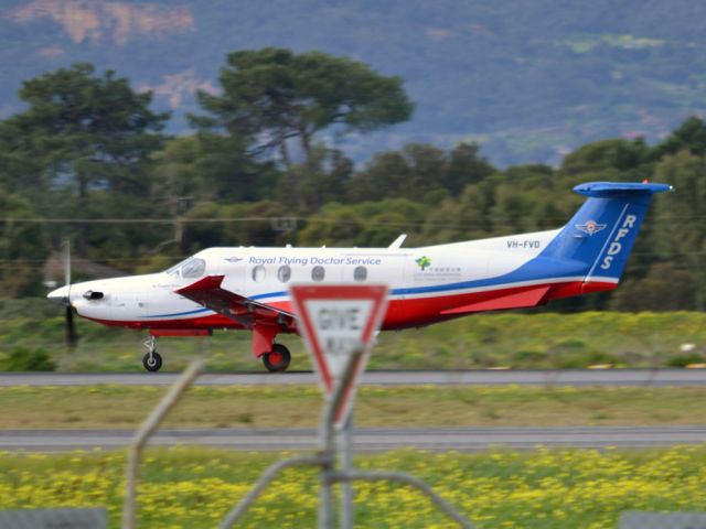 Pilatus PC-12 (VH-FVD) - Rolling for take off on runway 05.Thursday 12th July 2012.