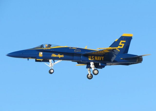 McDonnell Douglas FA-18 Hornet — - Blue Angel 5 coming into PHL for the Army-Navy game